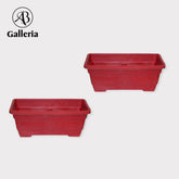 Bed Rose , Kyari & rectangle shape pot set of 2 pcs SG-152 Dia: 11x8.25inch