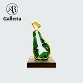 Antique Golden Pears With Green Crystal Stone Stand