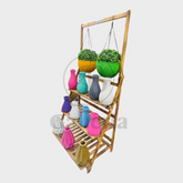 Wooden stand with hanging pot