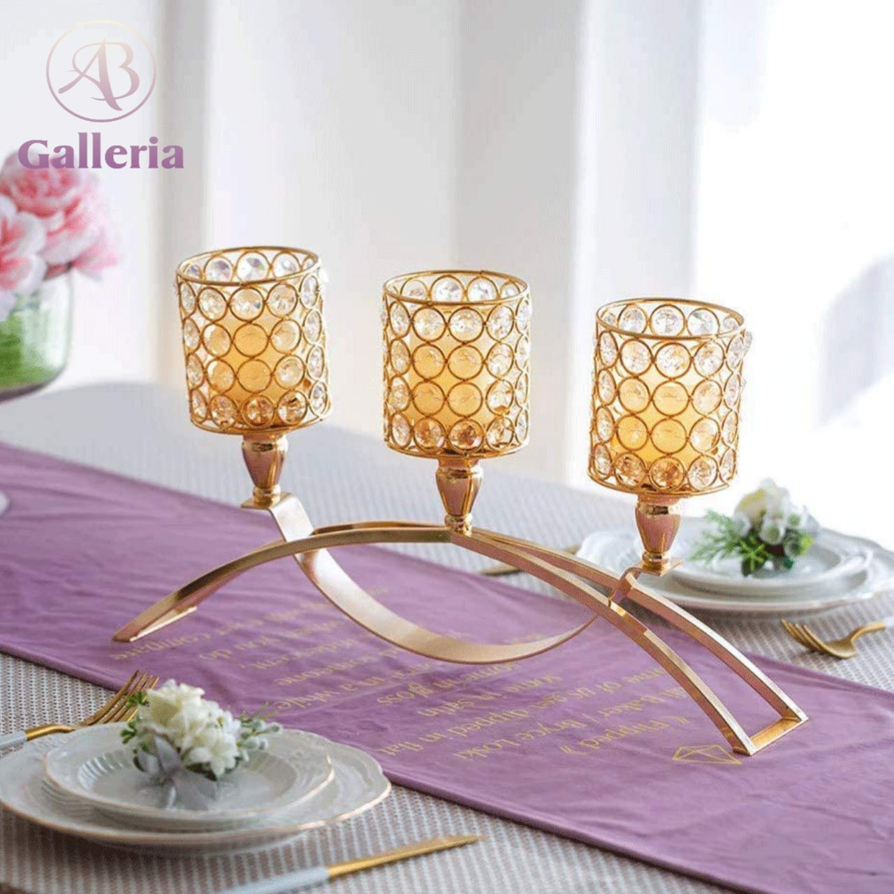 Golden Crystal Candle Stand