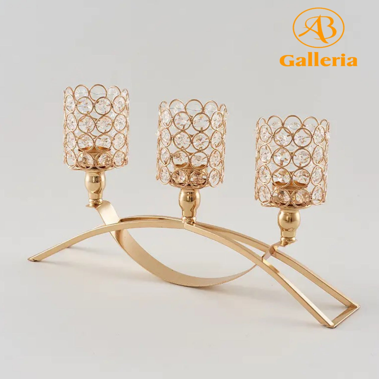 Golden Crystal Candle Stand