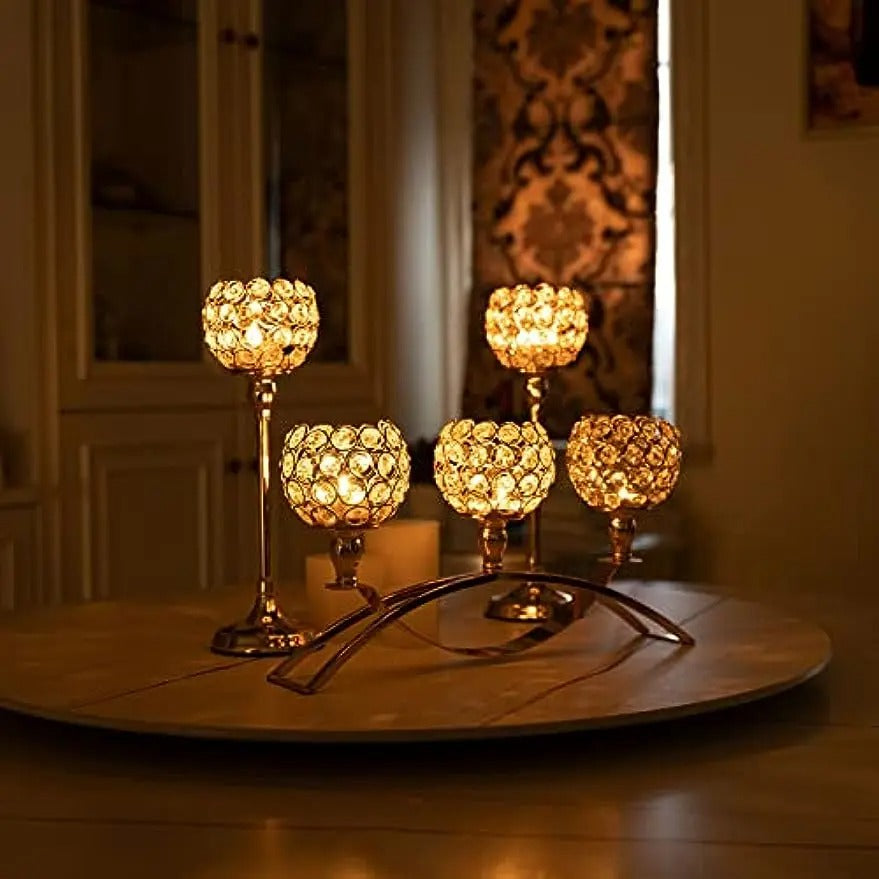 Crystal Golden Candle Stand