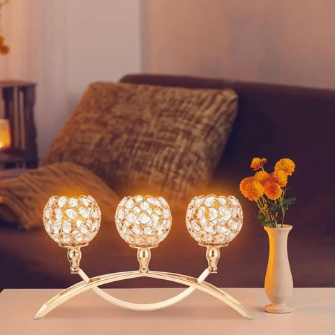 Crystal Golden Candle Stand