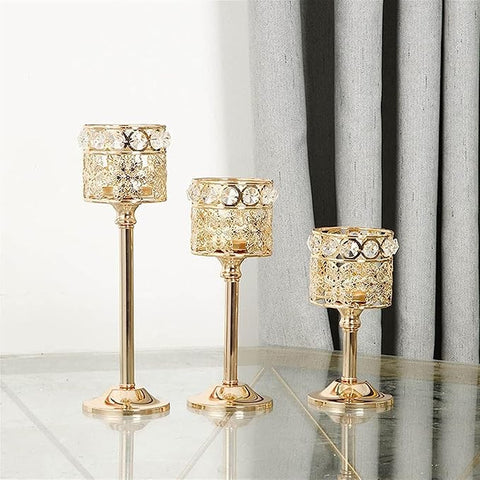 Crystal metal candle sticks