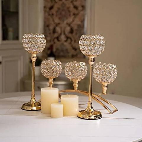 Crystal Golden Candle Stand