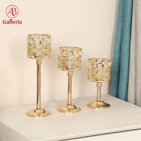 Crystal metal candle sticks