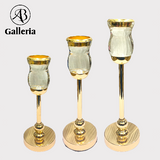 unique crystal candle stick set 3 pieces in different sizes