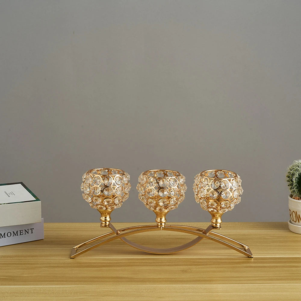 Golden Crystal Candle Stand