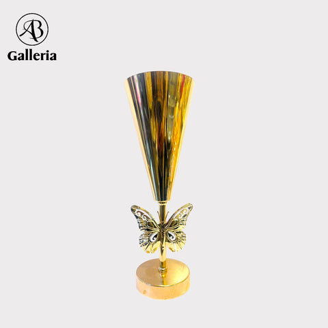 Golden Butterfly Metal Vase