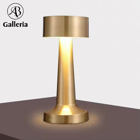 Rechargeable Golden Table Desk Metal Lamp With Touch Sensor In 3 Lights