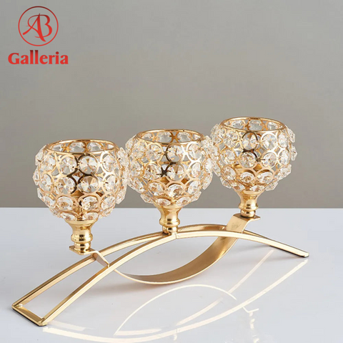 Golden Crystal Candle Stand