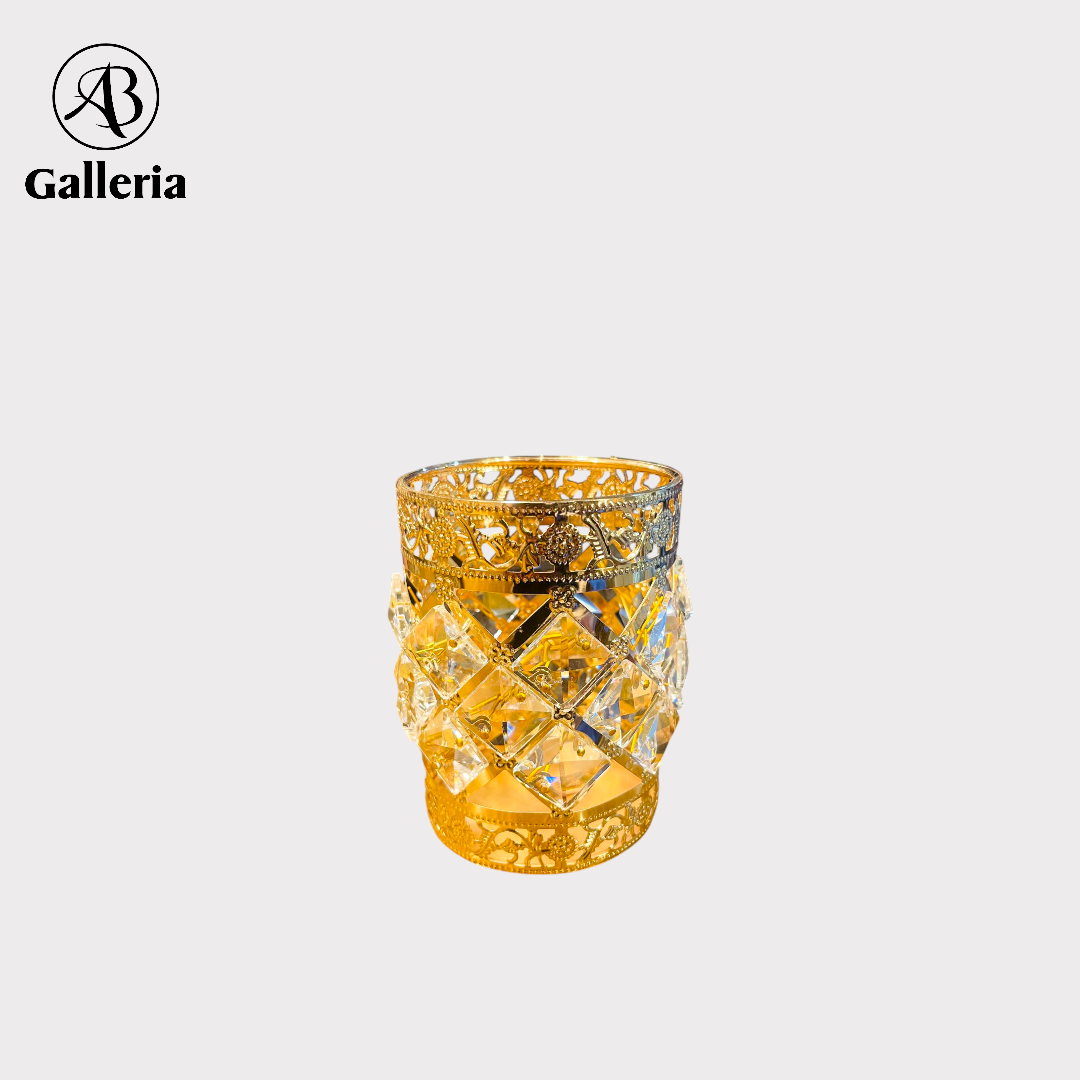 Golden crystal makeup & pen holder