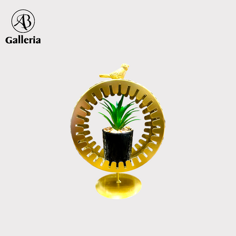 Artificial cactus plant in Golden Sparrow metal frame