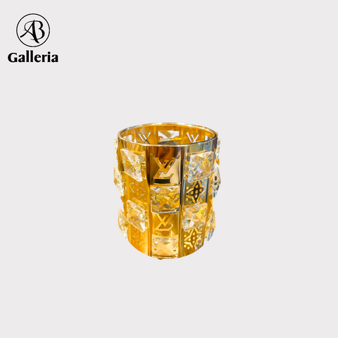 Golden crystal makeup & pen holder
