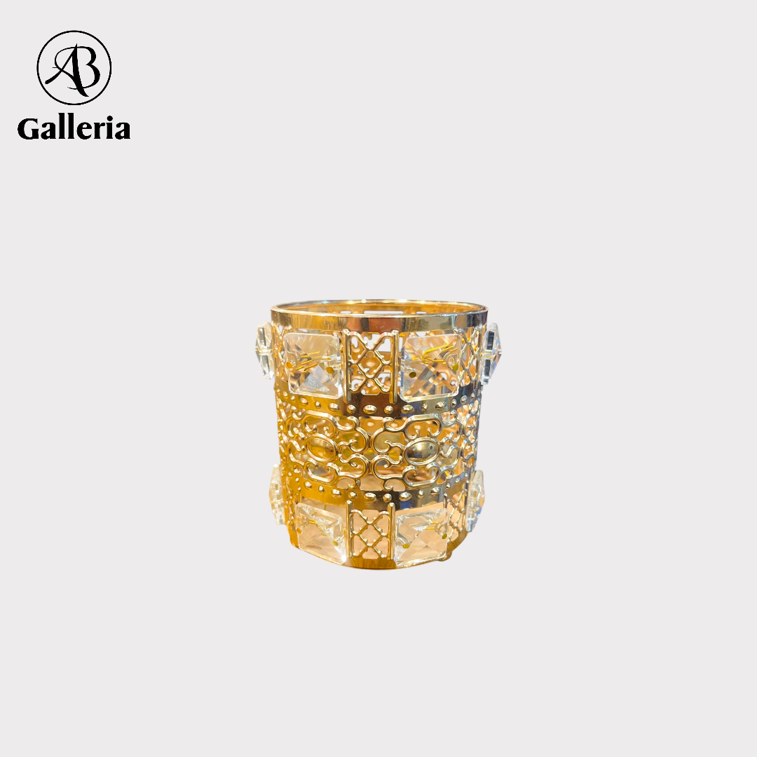 Golden crystal makeup & pen holder