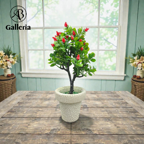 🌸 Artificial Flowering Table Plant with Decorative Pot