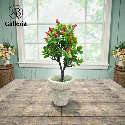 🌸 Artificial Flowering Table Plant with Decorative Pot