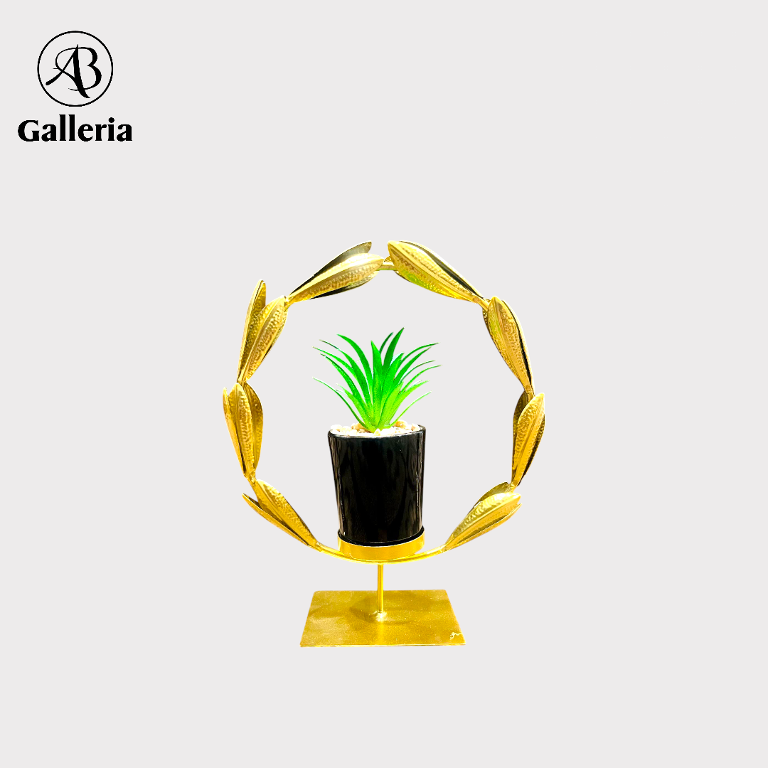 Artificial cactus plant in unique metal frame